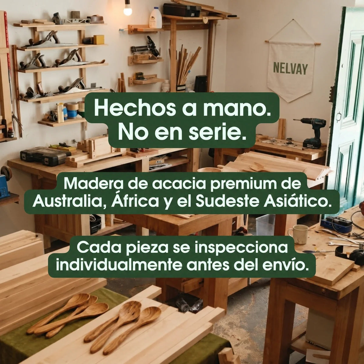 Utensilios Woodmera hechos a mano en madera de acacia